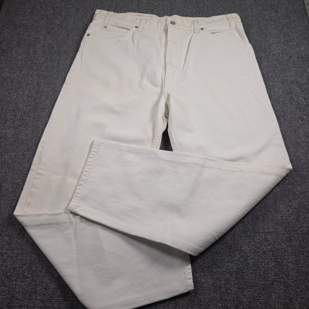 1996 Levis 550 Relaxed Fit White Jeans 38x30 (Fit 36x30) 90's USA Orange Tab